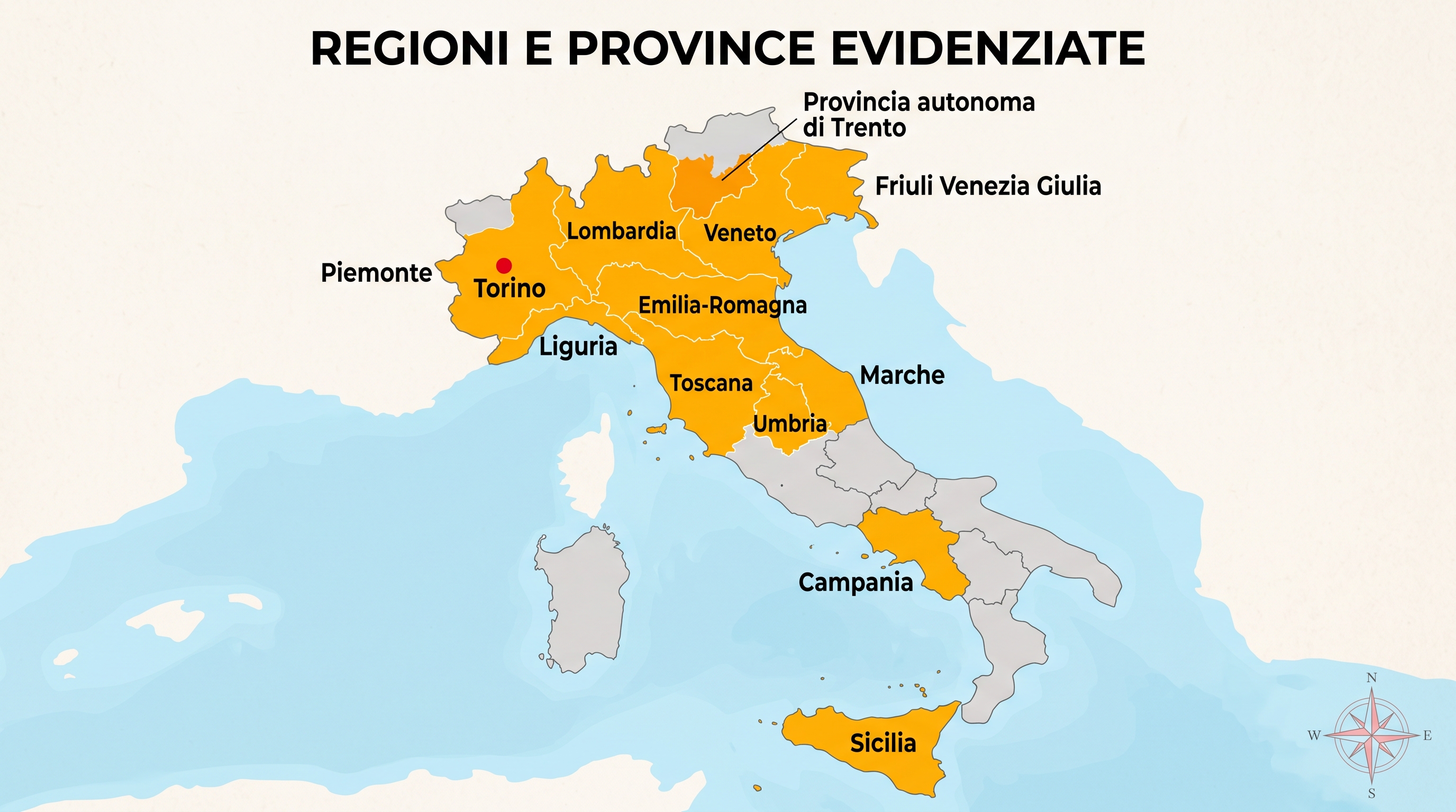 Regioni evidenziate regolamentate utilizzo linee vita